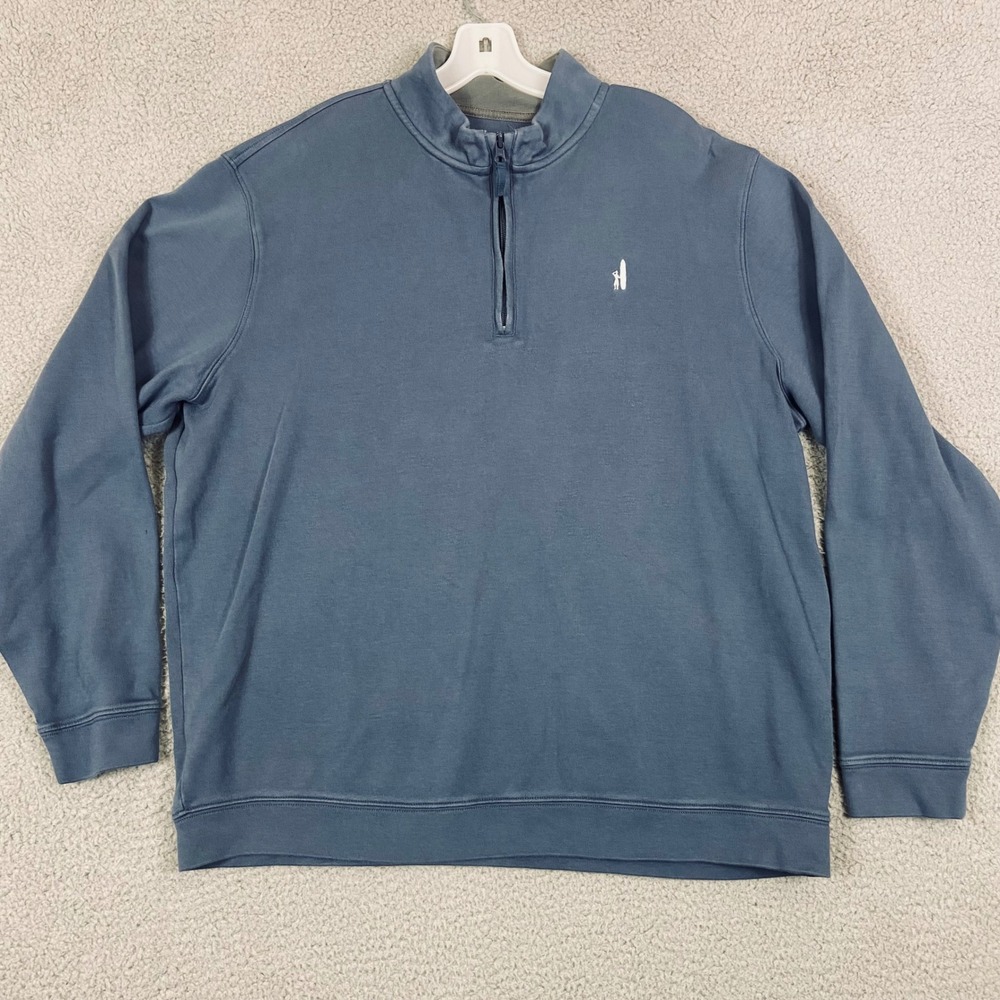 Johnnie-O‎ West Coast Prep Mens XXL Blue 100% Pima Cotton 1/4 Zip Pullover Logo